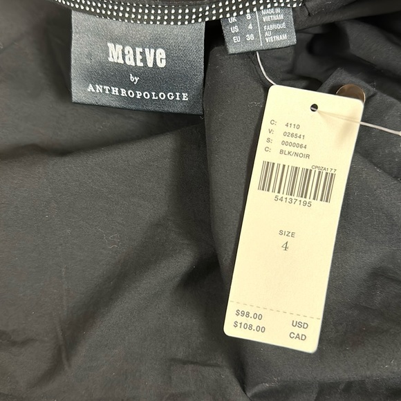 🔥🔥🔥NEW Maeve By Anthropologie Black Long Sleeve Bell Sleeve Blouse - Picture 5 of 6